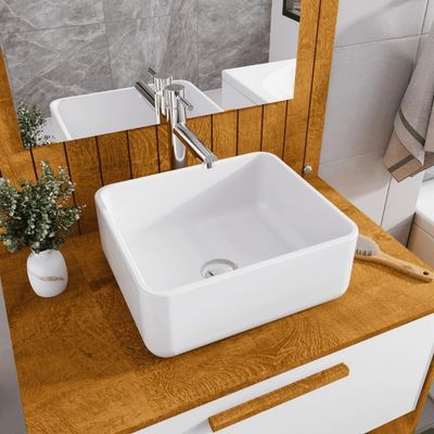 Conjunto Gabinete Com Espelheira Para Banheiro Zenit Naturalle Branco