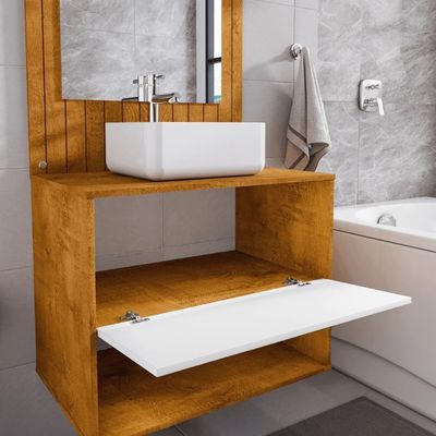 Conjunto Gabinete Com Espelheira Para Banheiro Zenit Naturalle Branco
