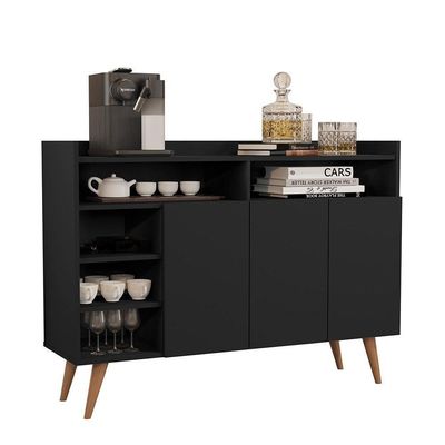 Buffet Aparador 3 Portas Nichos Retro Celta Giga Black