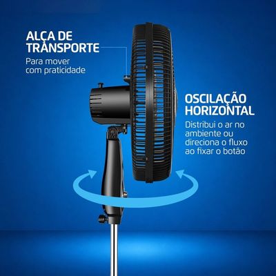 Ventilador Coluna 40cm Super Turbo Force Mondial Preto/Prata VSTF-40C-8P-BS 127V