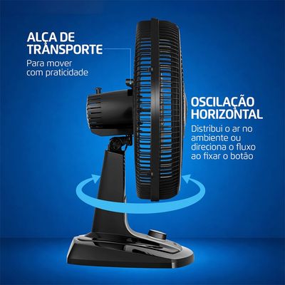 Ventilador de Mesa 40cm Super Turbo Force Mondial Preto/Prata VSTF-40-8P-BS 220V