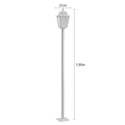 Kit 8 Luminárias Poste Soberana Branco 1,95m Dital Alumínio Termoplástico Áreas Externas Bivolt
