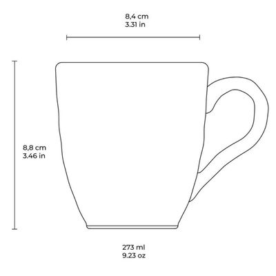 Caneca Bruma Stoneware 273ml Porto Brasil Xícara de Chá Café Latte Buffet Manhã Cinza