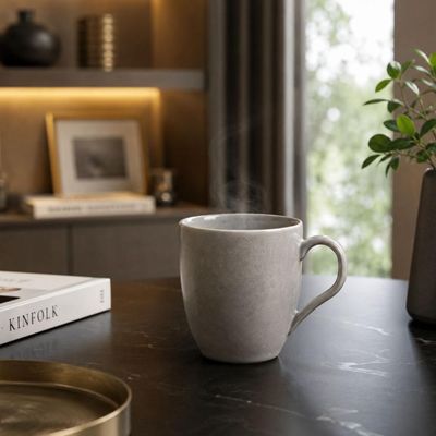 Caneca Bruma Stoneware 273ml Porto Brasil Xícara de Chá Café Latte Buffet Manhã Cinza