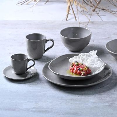 Caneca Bruma Stoneware 273ml Porto Brasil Xícara de Chá Café Latte Buffet Manhã Cinza