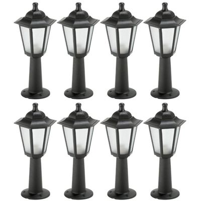 Kit 8 Balizadores Preto Iluminação Área Externa com Lente Fosca em Termoplástico Dital