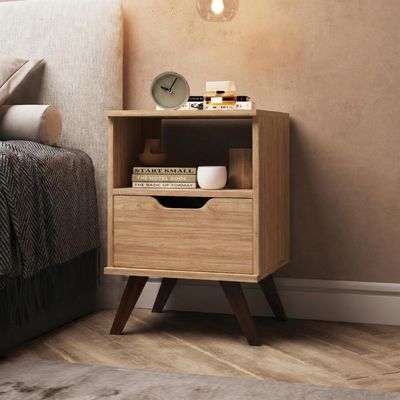 Mesa De Cabeceira Retrô Com 1 Gaveta Mb1106 Mel