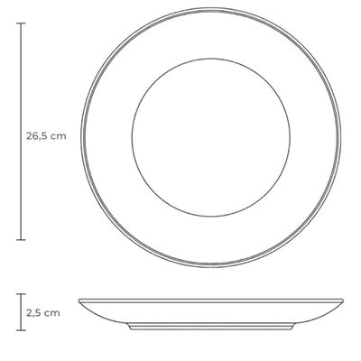 Prato Raso Stoneware Coimbra Porto Brasil 26,5cm Branco Azul Mesa Posta Cozinha Avulso