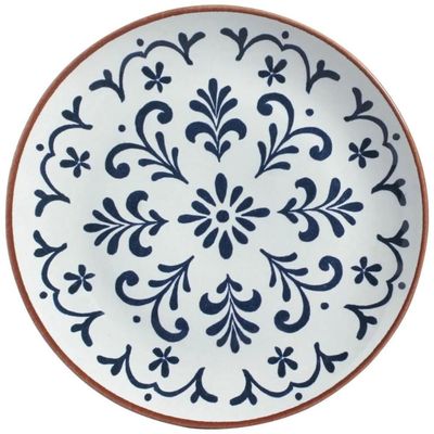 Prato Raso Stoneware Coimbra Porto Brasil 26,5cm Branco Azul Mesa Posta Cozinha Avulso
