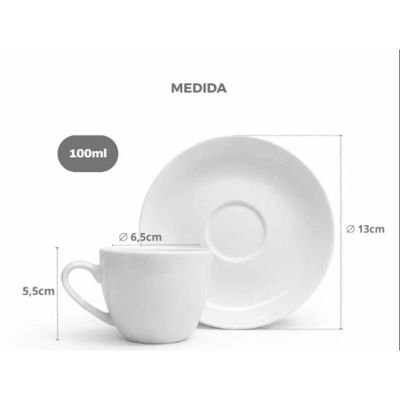 Jogo 48 Xícaras Café com Pires 100ml Porcelana Branco Clean Chá Padaria Servir Recepção