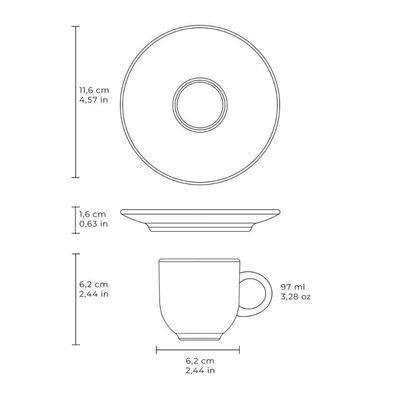 Jogo 6 Xícaras de Café com Pires Coimbra 97ml Cerâmica Stoneware Porto Brasil