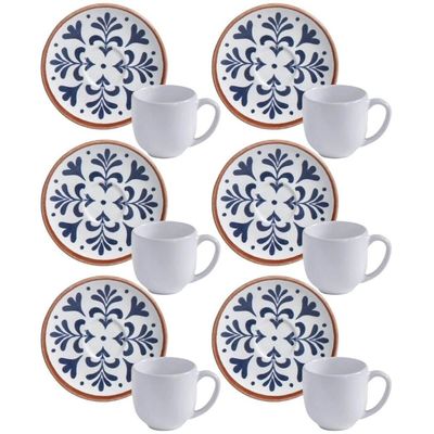 Jogo 6 Xícaras de Café com Pires Coimbra 97ml Cerâmica Stoneware Porto Brasil