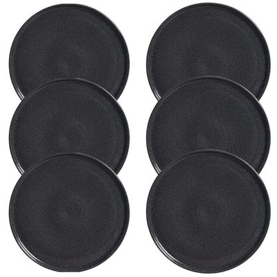 Jogo de Pratos Rasos 6 Peças 25cm Cerâmica Porto Brasil Stoneware Basic Dove Azul Escuro Mesa Posta