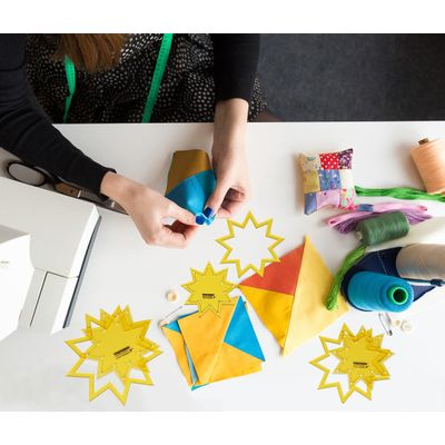 Molde Estrela de 9 Pontas para Quilting, Conjunto de 3 Estênceis (7,6/10,2/12,7 cm) para Costura, Patchwork, DIY FK - Traceease Amarelo