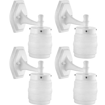 Kit 4 Luminárias de Parede Brancas Jardins com Globo Quintais Entradas Caminhos Bivolt E27 Dital Bivolt