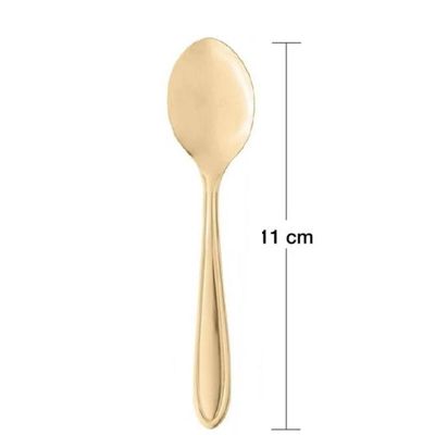 Conjunto 18 Colheres de Café Gastro Douradas Aço Inox Lyor 11cm Pequena Colherzinha
