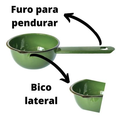 Papeiro Esmaltado N12 Panelinha com Cabo Verde Ágata Básica Cozinha Metalouça