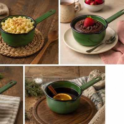 Papeiro Esmaltado N12 Panelinha com Cabo Verde Ágata Básica Cozinha Metalouça