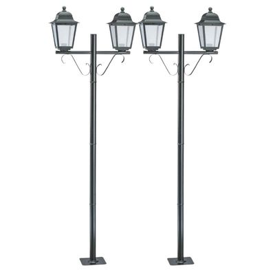 Kit 2 Postes Duplos Iluminação de Jardim 2,1m Preto Clássico Lente Transparente Soberana Dital