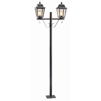 Kit 2 Postes Duplos Iluminação de Jardim 2,1m Preto Clássico Lente Transparente Soberana Dital