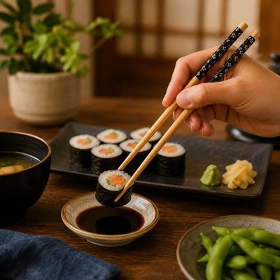 Kit 8 Pares Hashis 24cm Bambu Sunflower Preto Lyor Comida Japonesa