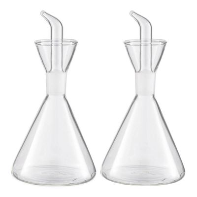 Kit 2 Galheteiros Azeite e Vinagre 250ml Bico Dosador Vidro Transparente Borea Oikos