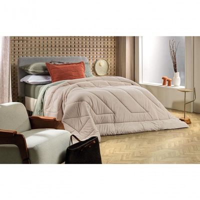 Edredom King Altenburg Malha Fio Penteado Bege Mocha