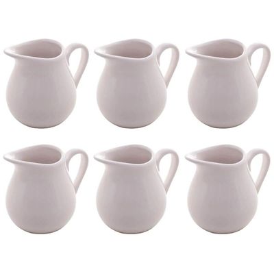 Jogo 6 Leiteiras Porcelana Branca 190ml Milão Lyor Caldas Louça Pequena Mesa Posta Café da Manhã