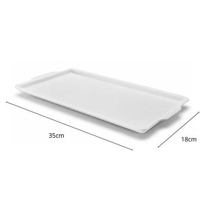 Bandeja para Servir Retangular Melamina Branca Bolos Buffet 35x18cm Restaurante Haus Concept