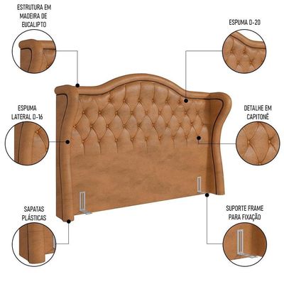 Cabeceira Cama Casal Queen 160cm Antibes P02 Sintético Caramelo - Mpozenato