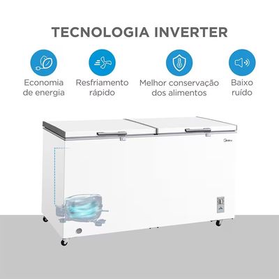 Freezer Horizontal Midea MDRC698FZD013 508L Inverter Bivolt Branco Branco