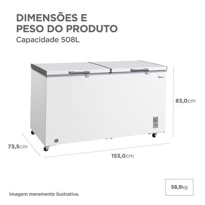 Freezer Horizontal Midea MDRC698FZD013 508L Inverter Bivolt Branco Branco