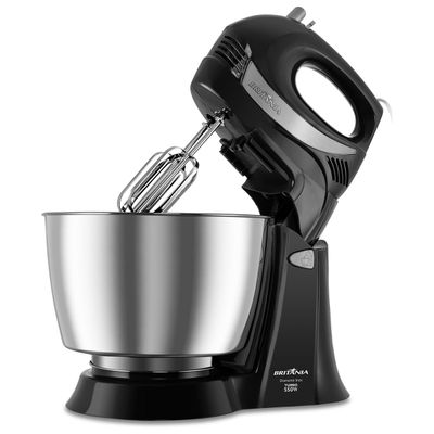 Batedeira Britânia Diamante Inox Turbo 550W Preta 127V