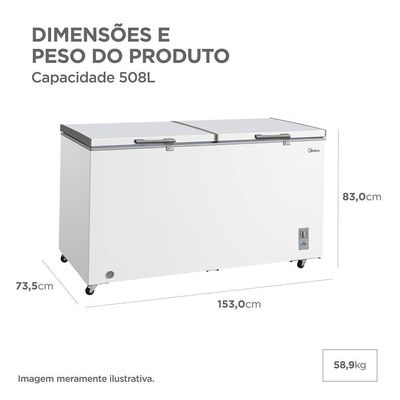 Freezer Horizontal Midea MDRC698FZD013 508L Inverter Bivolt Branco
