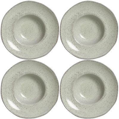 Conjunto 4 Pratos para Massas Risotos Porto Brasil Pistache 340ml Cerâmica Orgânico