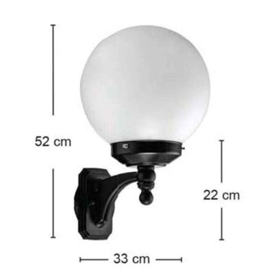 Kit 4 Arandelas Luminárias Parede Globo Leitoso 33x52 Elegante Preto E27 Dital