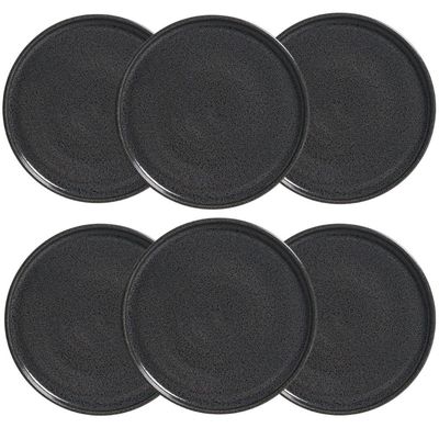 Conjunto 6 Pratos Rasos Sobremesa Basic Dove 19,5cm Porto Brasil Stoneware Azul Escuro Mesa Posta