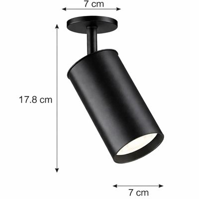 Spot de Sobrepor Preto 7x17,8cm Luminária Alumínio Bivolt Neo Iluminação Interna Dital