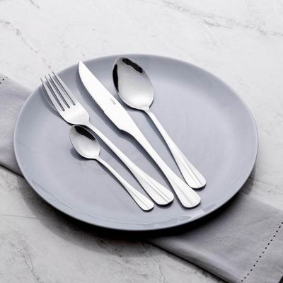 Jogo 12 Talheres Faqueiro Faca Churrasco Aço Inox Positano Garfo Mesa Posta Refeições Lyor