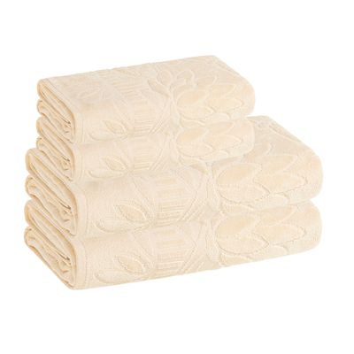 Jogo Toalhas Lotus Amarelo 4 peças 100% Algodão Karsten