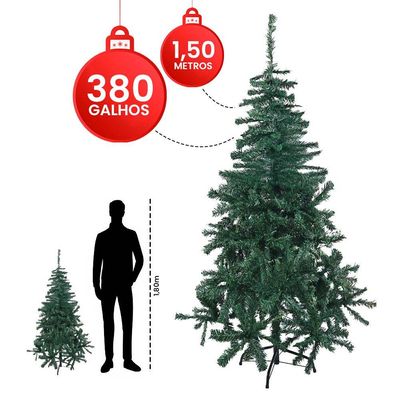 Árvore de Natal com 1,50 Altura Pinheiro Luxo 380 Galhos