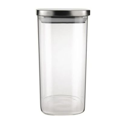 Pote de Vidro Euro Home Slim 1,5L com Tampa Hermética em Inox Transparente