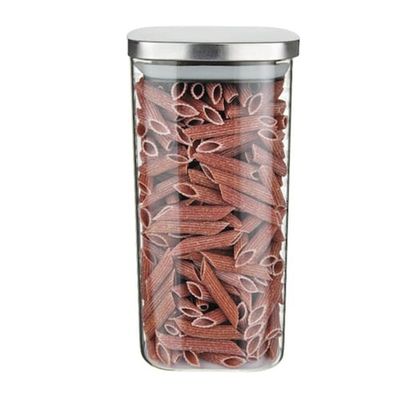 Pote de Vidro Euro Home Slim 1,5L com Tampa Hermética em Inox Transparente