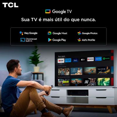 Smart TV 65 4K QLED 65P7L Google TV até 120Hz Dolby Vision Atmos TCL Preto / Bivolt