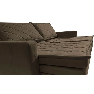 Sofá 3 Lugares Cama InBox Marselha II Retrátil Reclinável com Baú Revestimento Suede Velusoft 160cm Café