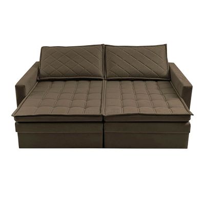 Sofá 3 Lugares Cama InBox Marselha II Retrátil Reclinável com Baú Revestimento Suede Velusoft 160cm Café