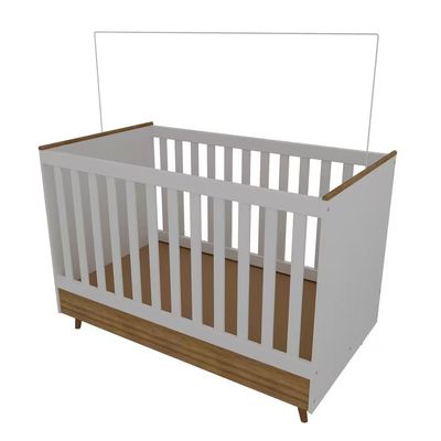 Conjunto Quarto Infantil Ternura Cômoda 5 Gavetas Berço 2 em 1 Guarda-Roupa 2 Portas Colchão Herval Espuma D18 Bartira Branco Wood