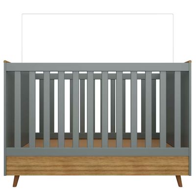 Conjunto Quarto Infantil Ternura Cômoda 5 Gavetas Berço 2 em 1 Guarda-Roupa 2 Portas Colchão Herval Espuma D18 Bartira Azul Wood