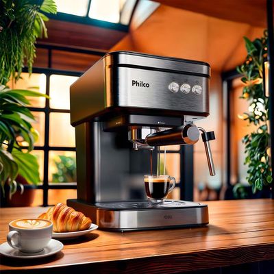 Cafeteira Expresso PCF04A 20 Bar Reservatório 1.2L Potência 950W Philco Prata/Preto / 110V
