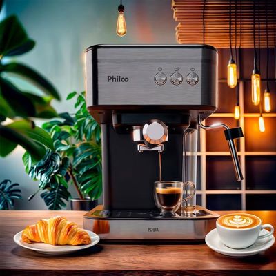 Cafeteira Expresso PCF04A 20 Bar Reservatório 1.2L Potência 950W Philco Prata/Preto / 110V